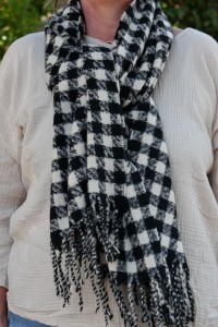 Echarpe laine mixte carreaux Blanc & Noir