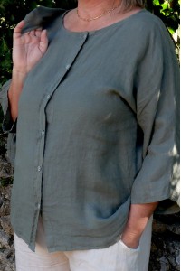 Top lin réversible femme kaki – Léger, pratique, naturel & élégant