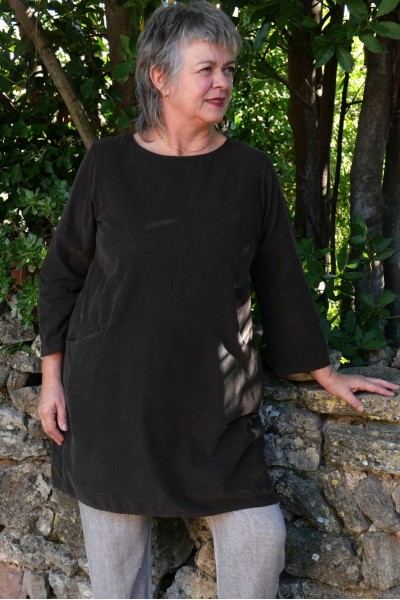 Robe Tunique Velours de coton Mathilde Chocolat