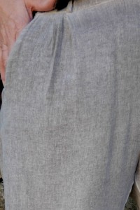Pantalon grande taille femme coton & lin – Taille élastiquée, poches.