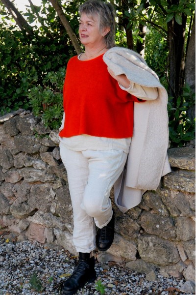 Pull over size Siméon col rond rouille orangé