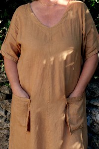 Robe longue lin grande taille femme col V, poches - confort & élégance