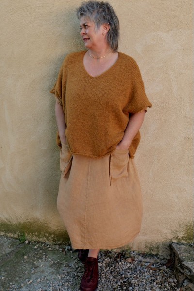 Robe longue lin grande taille femme col V, poches - confort & élégance