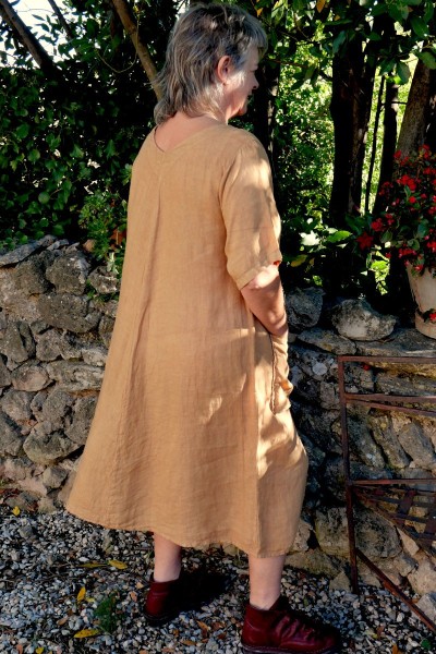 Robe longue lin grande taille femme col V, poches - confort & élégance