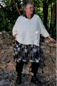 Robe/Tunique Grande Taille Over size en Coton – Fleurs Noir & Blanc