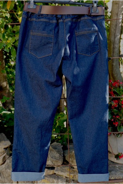 Jean Femme – Ceinture Élastiquée, Sans Bouton, Poches, Confort stretch