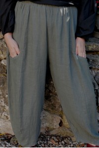 Pantalon lin Aldebert Kaki