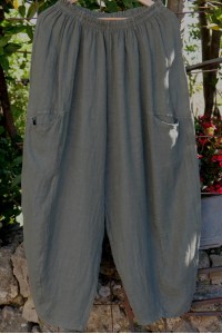 Pantalon Lin Femme Grande Taille kaki - naturel et confortable