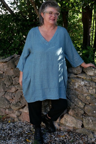 Tunique en Lin Femme Grande Taille - Col V - Confort naturel