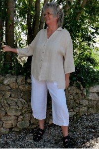 Chemise lin Iris Beige et Pantalon lin Omer Blanc