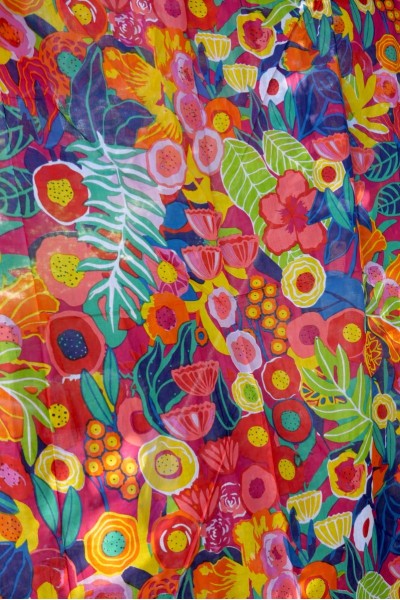 Foulard en coton, motifs floral et couleurs vives 110x180 cm