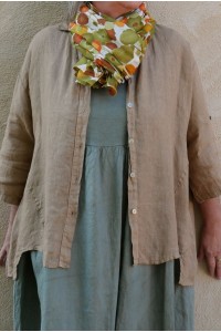 Foulard en coton, motifs floral abstrait, tons kaki 110x180 cm