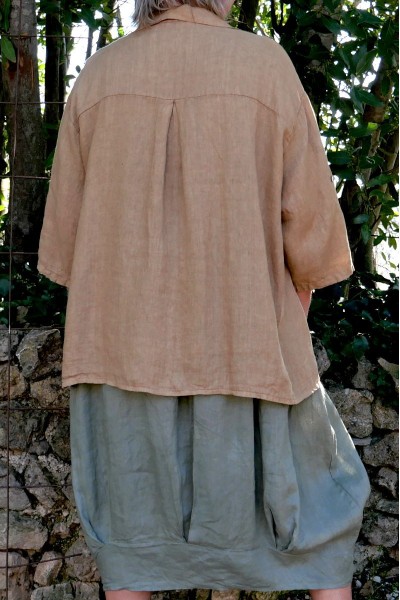 Chemise Havane en lin femme grande taille – Col V, manches 3/4