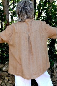 Chemise Havane en lin femme grande taille – Col V, manches 3/4