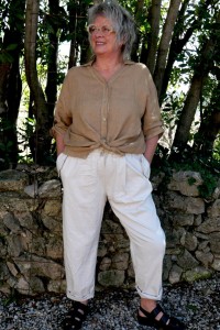 Chemise Havane en lin femme grande taille – Col V, manches 3/4