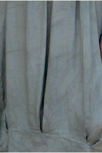 Robe femme en lin kaki grande taille – col rond, manches, poches