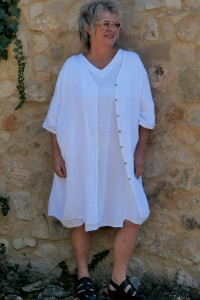 Veste lin Celeste Blanche et Robe longue lin Sophia Blanche
