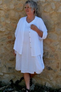 Robe longue lin Sophia Blanche et Chemise Lin Iris Blanche