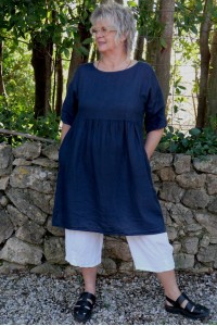 Robe ou Tunique lin Agathe Bleu marine