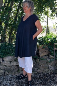 Tunique ou robe courte en lin Emie Bleu marine