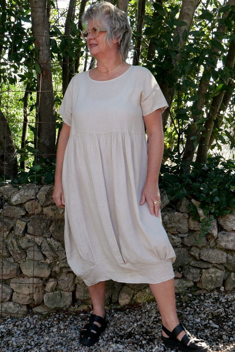 Robe lin Leandrine Beige