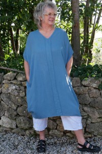 Robe lin grande taille Caroline Bleu bora