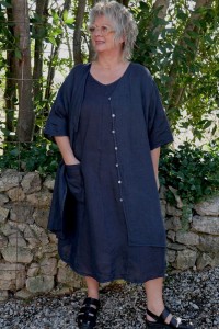 Robe Lin Luce Bleu marine et Veste Lin Celeste Bleu marine