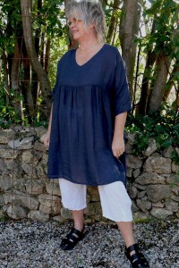 Tunique lin grande taille Marinette Bleu marine