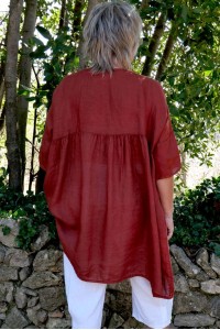 Tunique lin grande taille Marinette couleur café