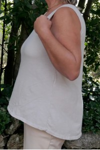 Débardeur beige coton femme grande taille col rond, confort intemporel