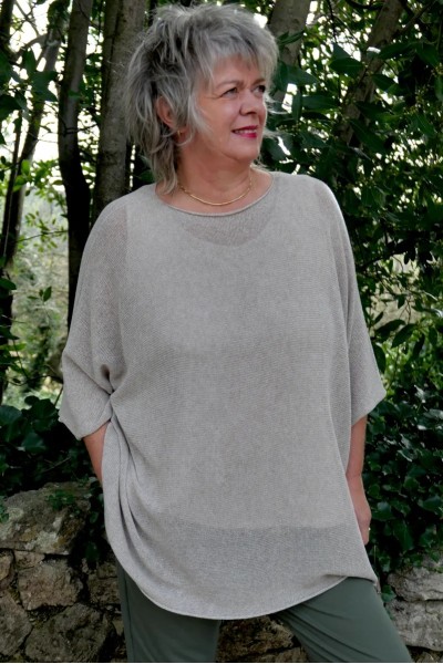 Pull en maille coton oversize Samuel Taupe clair