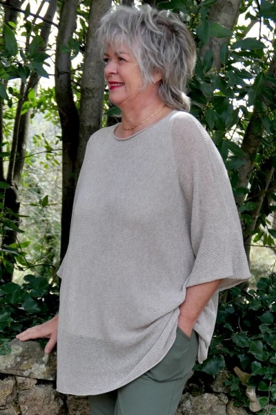 Pull en maille coton oversize Samuel Taupe clair