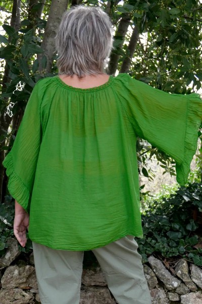 Blouse voile de coton Antonella Vert lumière
