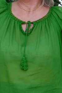 Blouse femme grande taille voile de coton – col brodé, manches 3/4