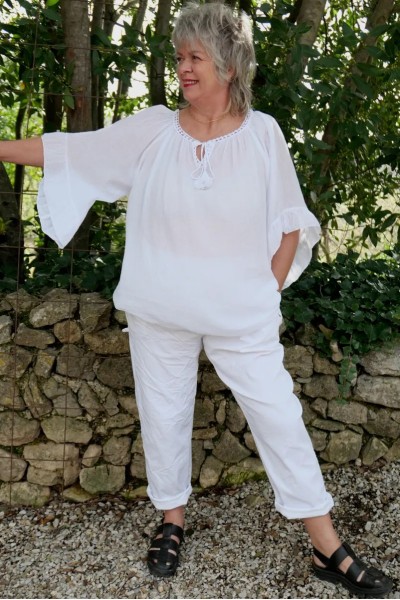 Blouse voile de coton Antonella Blanche