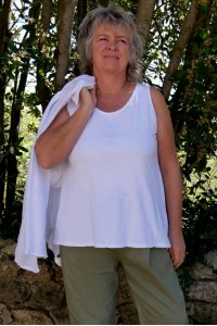 Débardeur blanc coton femme grande taille col rond, confort intemporel