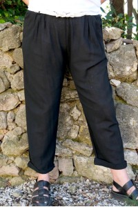 Pantalon lin et coton Antoine Noir
