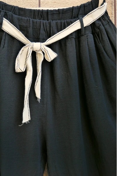 Pantalon grande taille femme coton & lin - taille élastiquée et poches