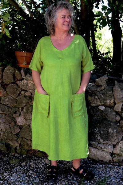 Robe longue lin grande taille Luce Anis