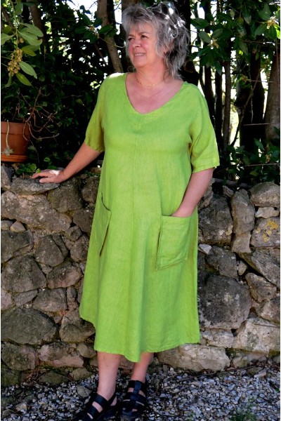 Robe longue lin femme grande taille - élégante, originale et légère.