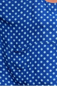 Tunique lin oversize bleu roi à pois - grande taille femme, col rond.