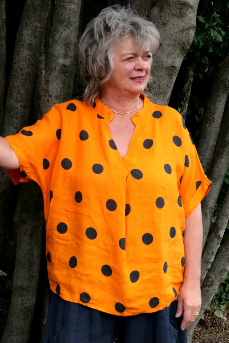 Top lin Robin pois orange