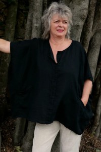 Tunique top lin grande taille Margot Noir