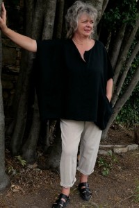 Tunique lin femme grande taille col V, légère, asymétrique avec poches