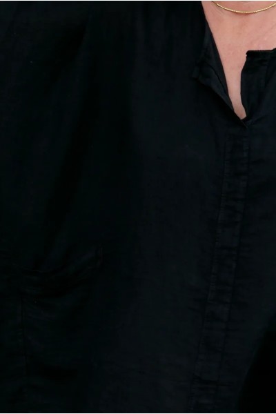 Tunique lin femme grande taille col V, légère, asymétrique avec poches