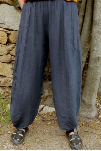 Pantalon lin Aldebert bleu marine