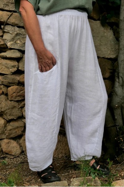 Pantalon lin Aldebert Blanc