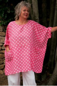 Tunique lin grande taille Marie Pois rose Bali