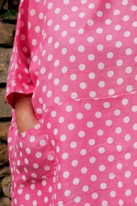 Tunique lin oversize rose à pois - grande taille femme - confort stylé