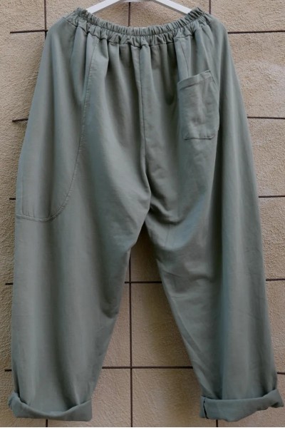 Pantalon coton kaki femme grande taille - poches, coupe structurée